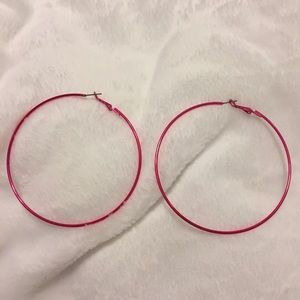 Large hot pink hoops